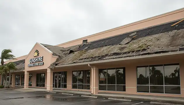 shopping center roof damage