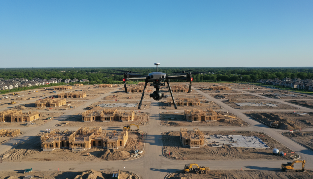construction site framed buildings