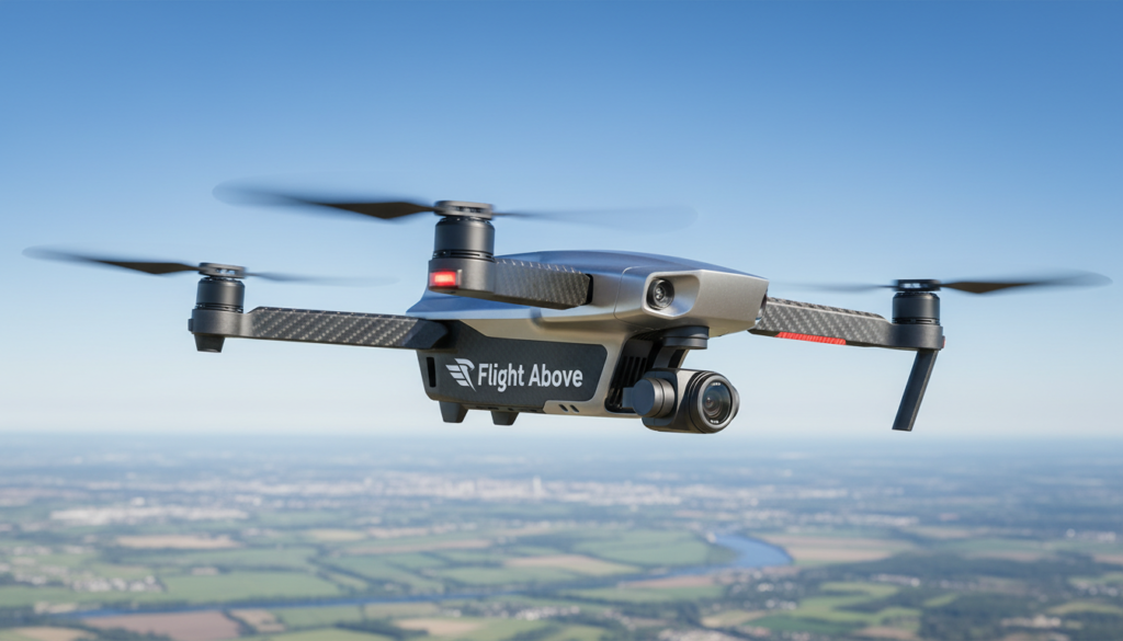 Hight up drone fly over fields of fruit